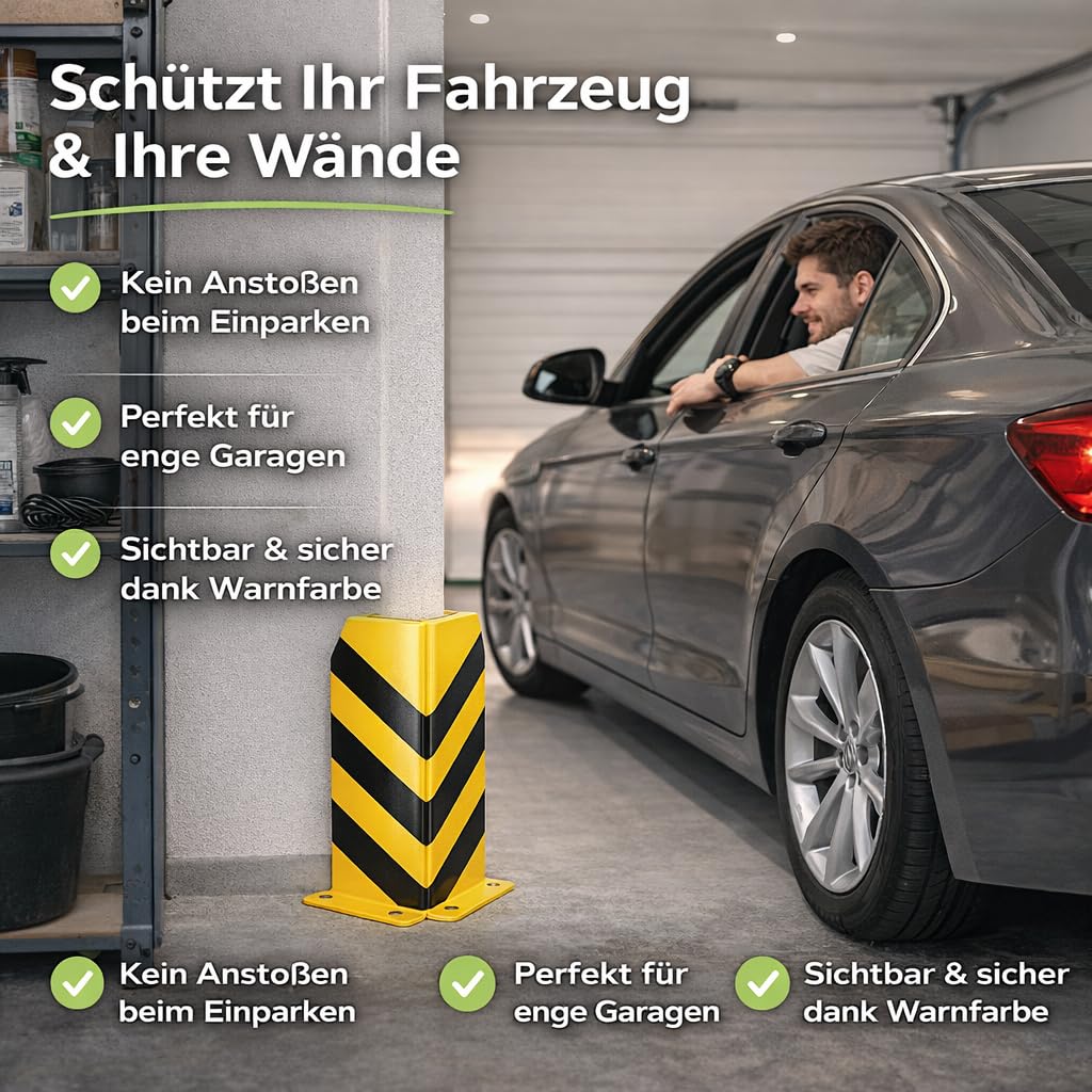 Protezione angolare in acciaio – Protezione antitramma angolare & Rammecke – Protezione antincastro per scaffale, scaffale alto, vialetto, cortile e garage (altezza 40 cm)