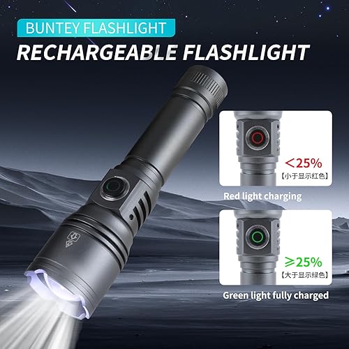 Miniatura 2 de BUNTEY Tactical Flashlights High Lumens, 200000 Lumen Super Bright Flashlight, Rechargeable Flashlight, Flashlights for Home,Handheld