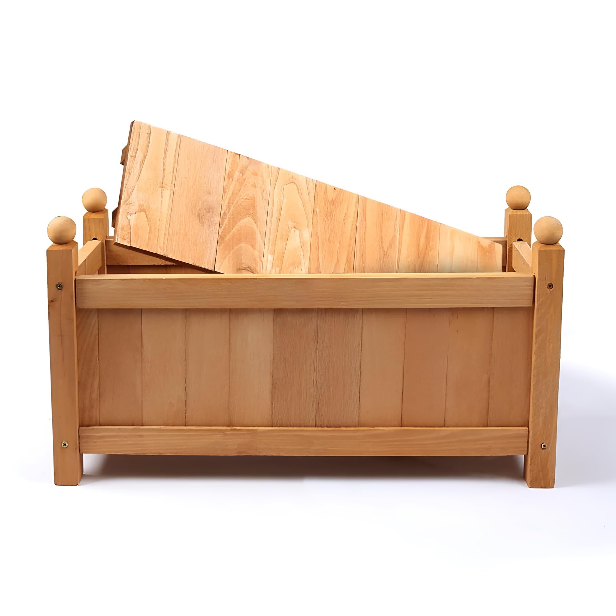 PaMeer 60CM Rectangular Wooden Planters Outdoor, Heavy Duty Garden Pots for Patios & Decking, Modern Raised Bed Garden Planters Outdoor with Drainage Hole