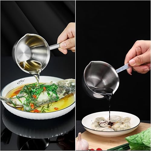 Miniatura 7 de Calentador de mantequilla de acero inoxidable, mini olla para derretir mantequilla con doble boquilla de vertido, cacerola pequeña para leche para