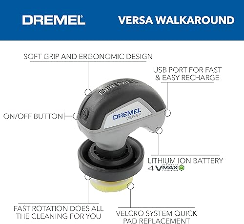 Miniatura 3 de Dremel Versa Power Scrubber Kit con 5 almohadillas de esponja de limpieza Scrub Daddy, resistente al agua, eléctrico, inalámbrico, de alta
