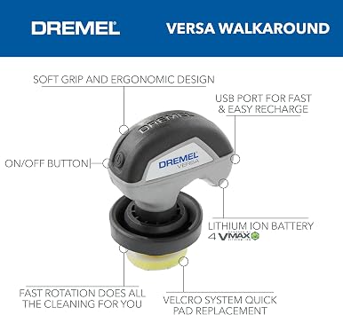 Dremel Versa Power Scrubber Kit with 5 Scrub Daddy Cleaning Sponge Pads - Waterproof Cordless Electric Spin Scrubber, High Speed, Multi-Surface Cleaning for Kitchen, Household, and Bathroom, PC10-07