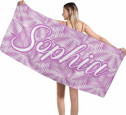 M YESCUSTOM Toallas de baño personalizadas de secado rápido para playa, piscina, gimnasio, toalla de vacaciones de viaje personalizada con tu