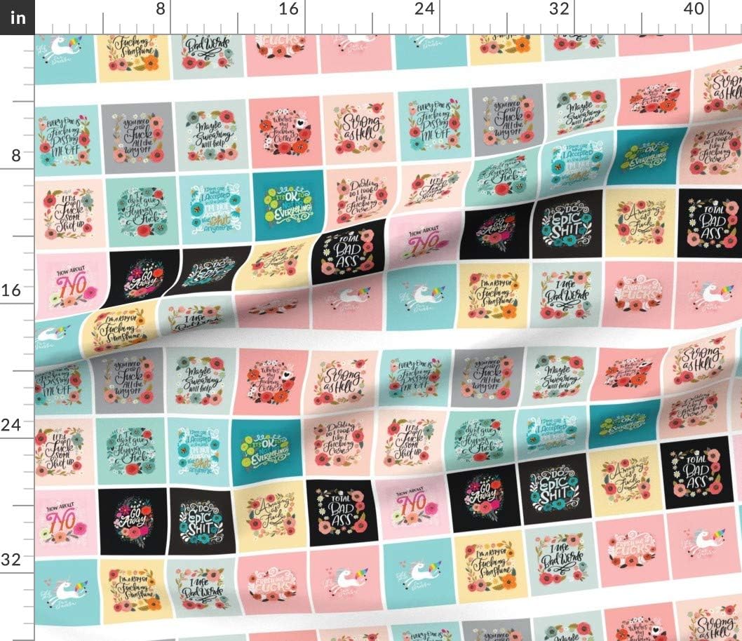 Spoonflower Fabric - Pretty Swear Cuss Fat Quarter Panels Printed on Cotton Poplin Fabric by The Yard - Sewing Shirting Quilting Dresses Apparel Crafts