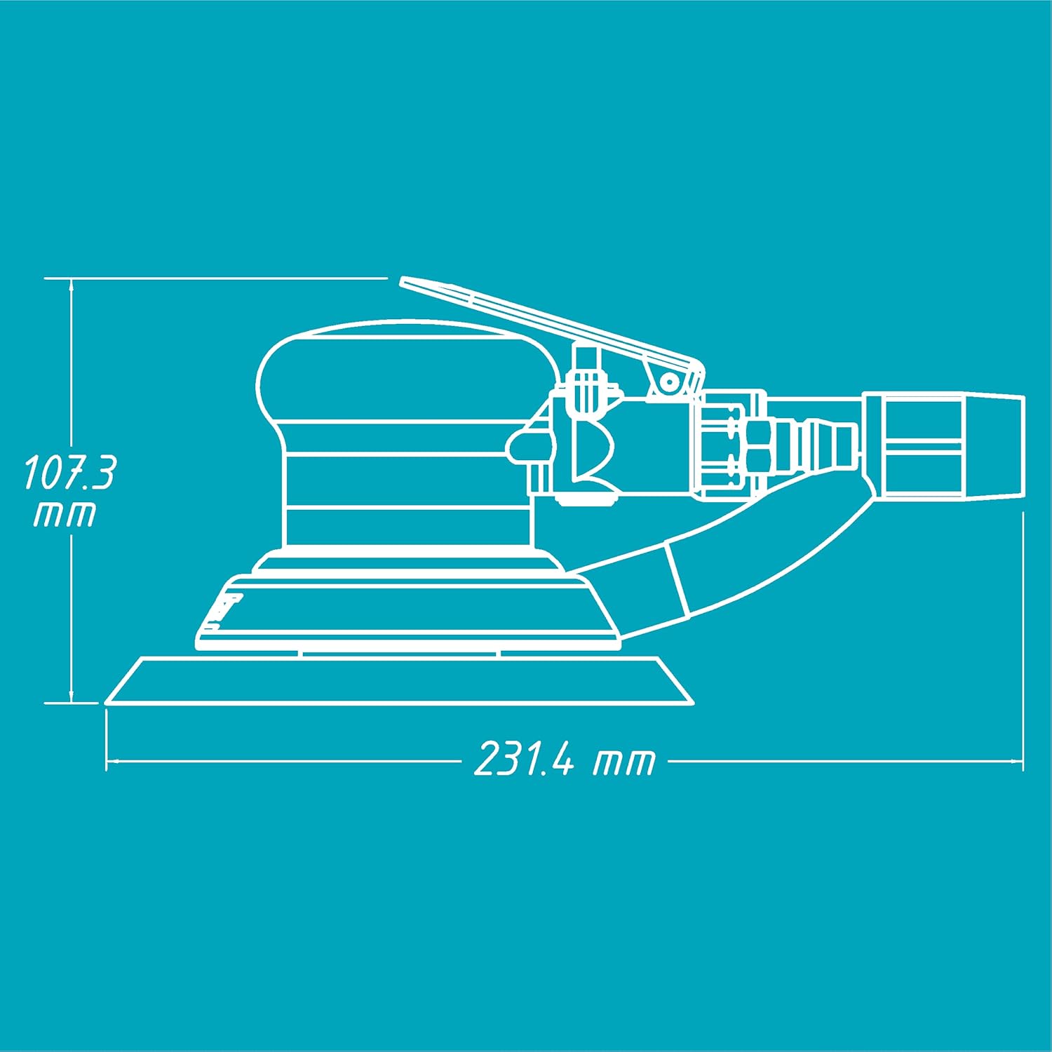 HAZET Random Orbit Sander 9033-2 I Including Suction Hose, Collection Bag and Sanding Disc With 15-Hole Bore I Low Overall Height and Lightweight Composite Housing for Easy Sanding