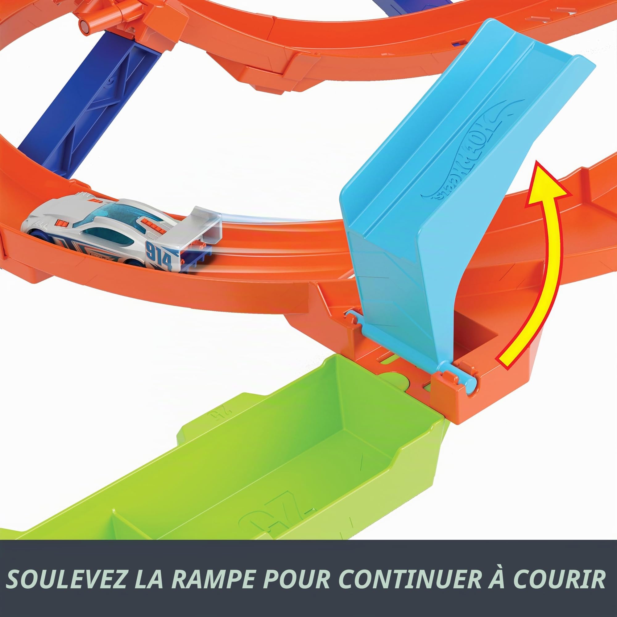 Hot Wheels HTK16 Kit de Suivi de Voiture Jouet d'action avec défi cyclonique en Boucle, 2 possibilités de Jeu et Rangement Facile, avec Voiture Jouet à l'échelle 1:64