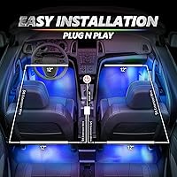 Vista 3 de OPT7 Aura Pro 4 piezas Tiras de luz LED dobles para interior de auto con APP y control remoto, modo multicolor, kit de iluminación de acento de neón