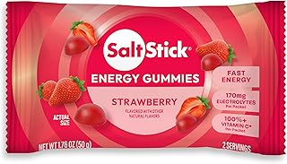 SaltStick Energy Gummies with Electrolytes, Strawberry, Easy to Chew Electrolyte Gummy, Energy Chews that Taste Great, Caffeine Free - 10 Packs, 80 Gummies