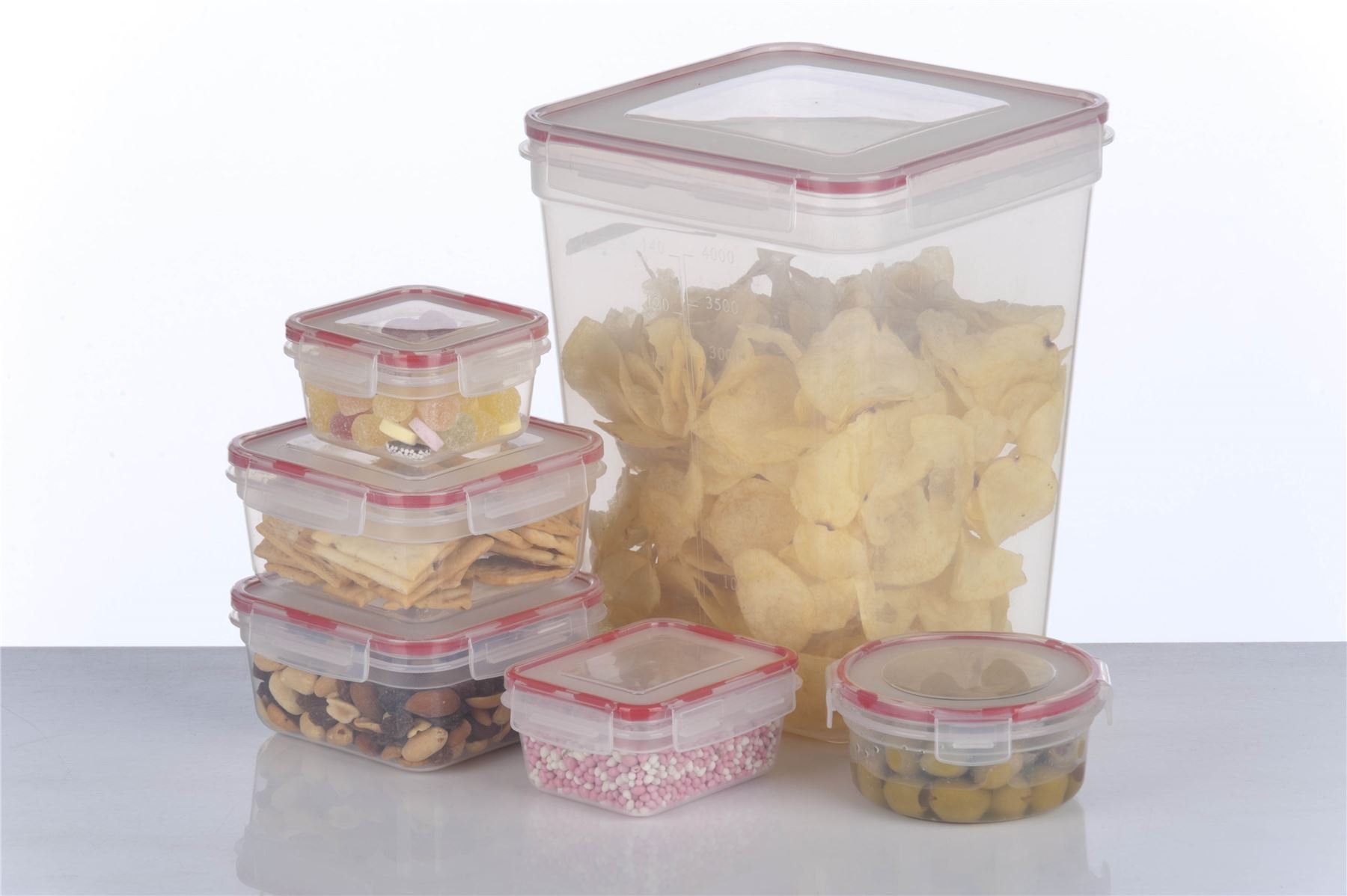 6X CLIP & LOCK PLASTIC FOOD STORAGE CONTAINER TUB SCHOOL LARGE 4 LITRE