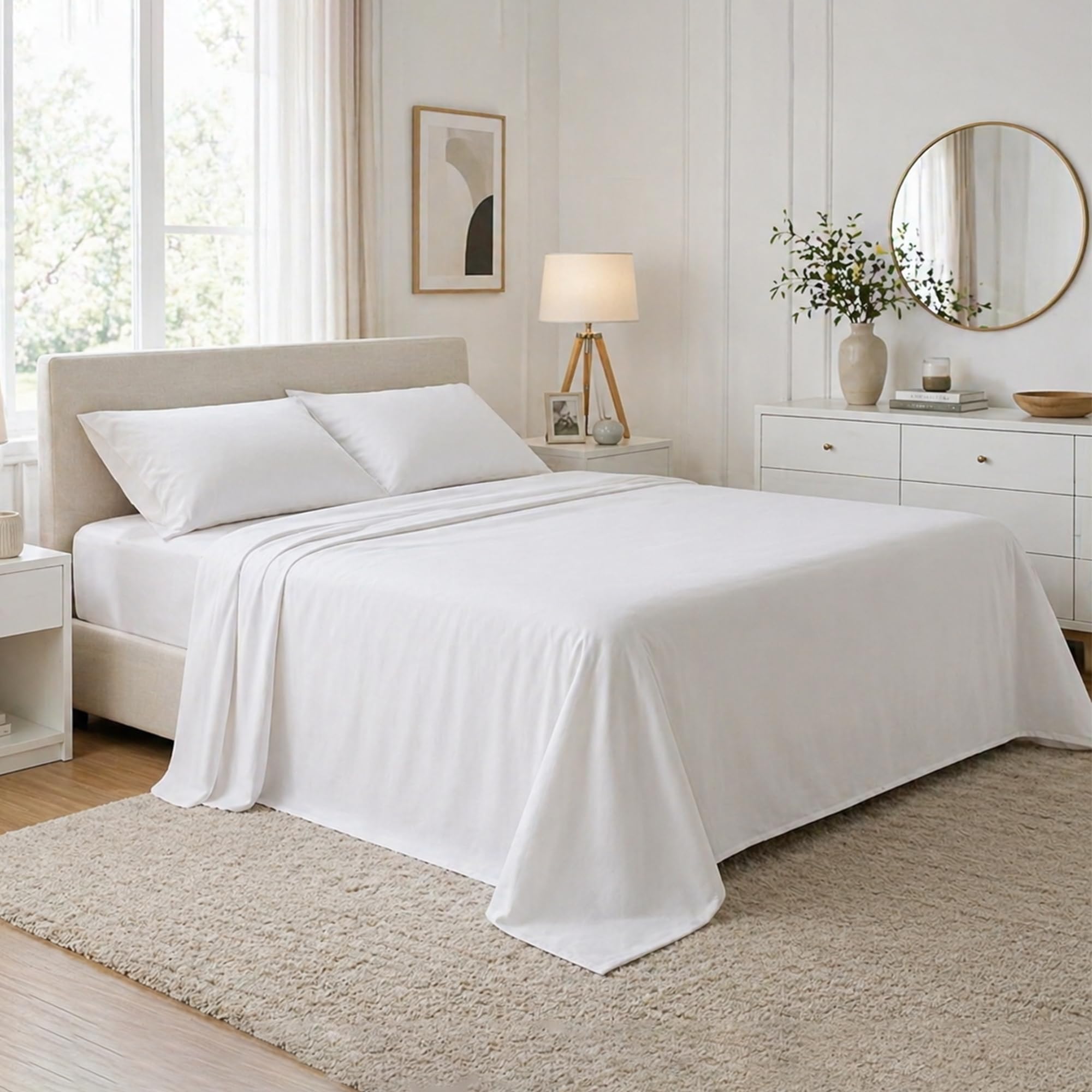 DANYDude 400 Thread Count Flat Sheets King Size 100% Egyptian Cotton Sheets King Size Flat Sheets - Luxury Soft, Breathable & Machine Washable Flat Bed Sheet King โ image 1