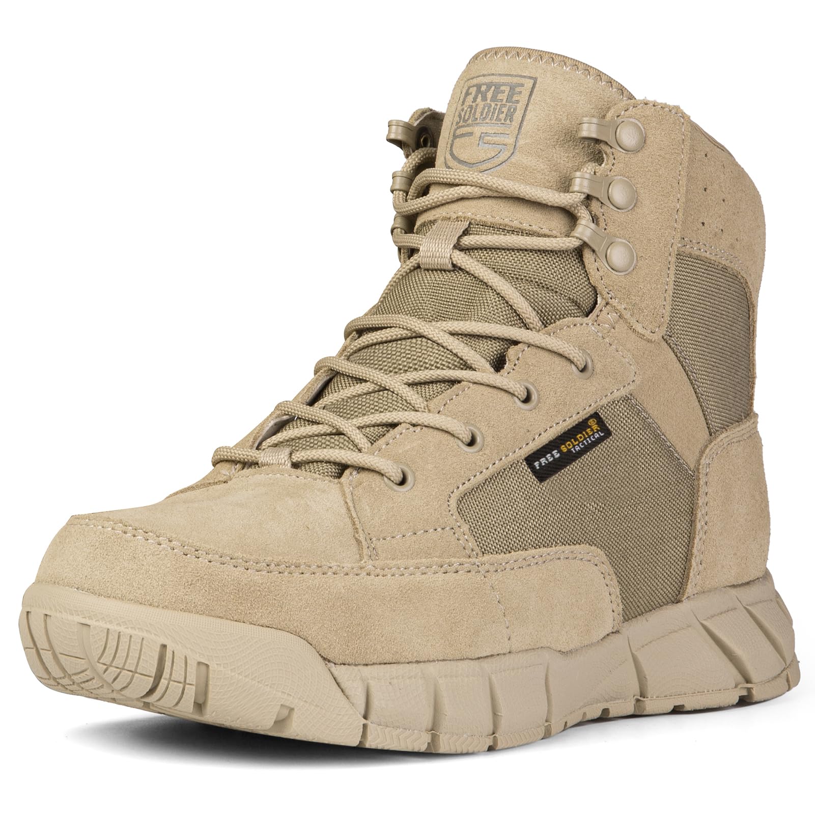 FREE SOLDIER Stivali da Uomo Ultraleggeri Stivali da Lavoro Tattici Militari 6" inch High-Tops Stivali da Neve Traspiranti Traspiranti per Camminare a Piedi
