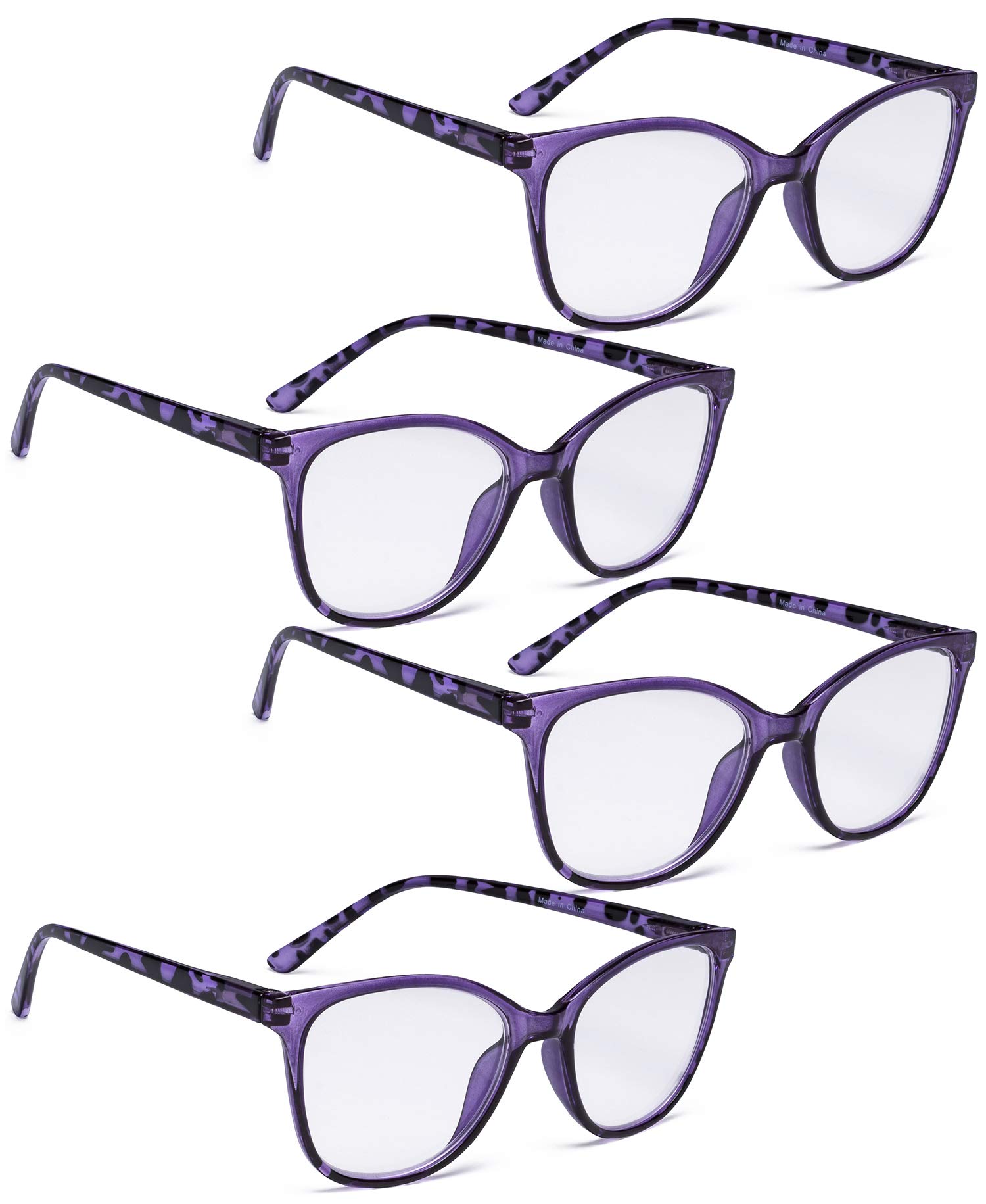 READING GLASSES 4 pack Oversized Cat Eye Design Large Eyeglasses for Women Reading