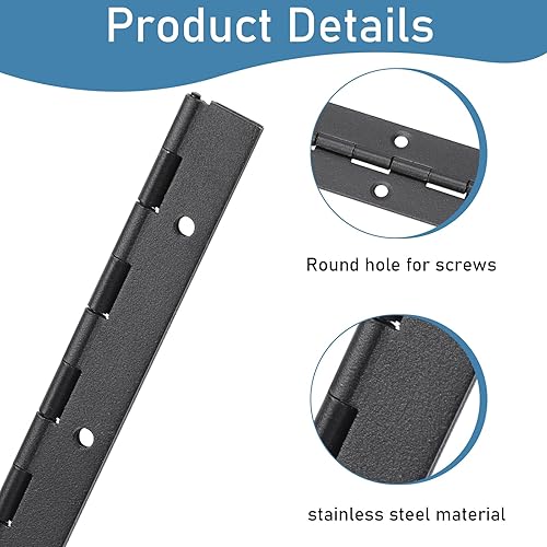 Miniatura 3 de Bisagras continuas y de piano de 12 pulgadas, bisagras continuas de acero inoxidable de alta resistencia, bisagras de piano para barcos, bisagras
