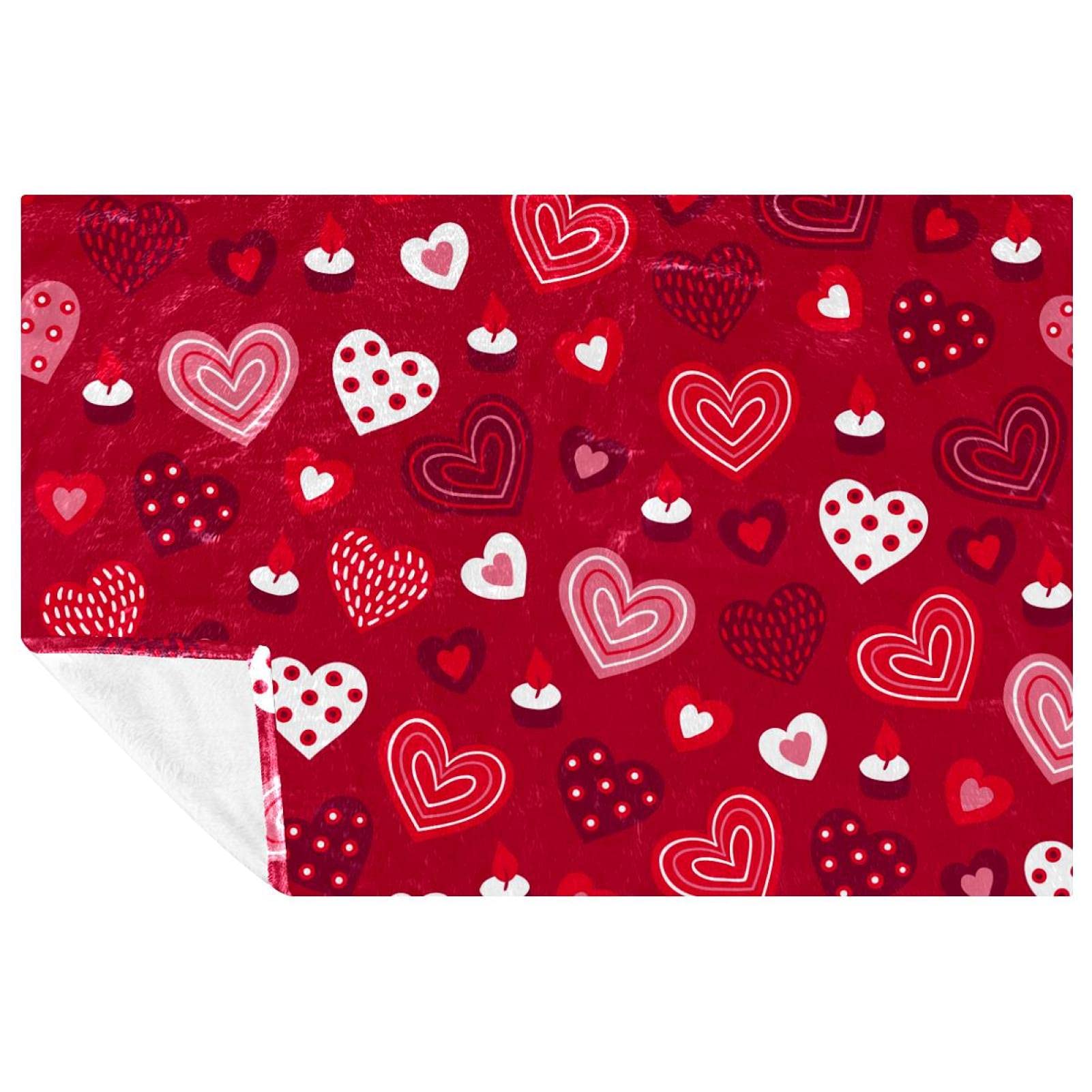 Couverture douce et chaude plaid canapé motif cœur rouge drap de pique-nique camping