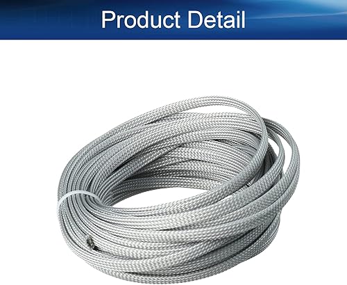 Vista 60 de Bettomshin 1 funda de organización de cables de 32.8 pies (32.8 ft) de ancho, protector de cable gris PET de 3/8 pulgadas de ancho, tubo de telar