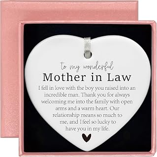 to My Wonderful Mother in Law,Mother of The Groom Gifts from Bride,Bridal Shower Gifts for Mother-in-Law Gift,Wedding Gifts for New Mom-Heart Shaped Ornament with Gift Box