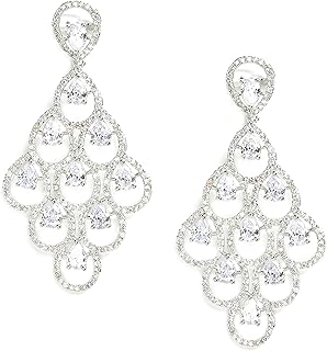 Zeneme Rhodium Plated Silver Toned American Diamond Studded Contemporary Drop Earrings Jewellery For womens Price In India