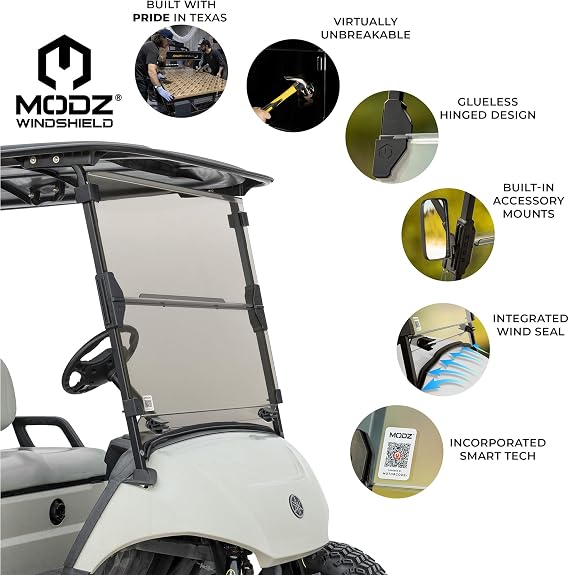 MODZ Golf Cart Windshield for Yamaha Drive 2 Golf Carts - Clear