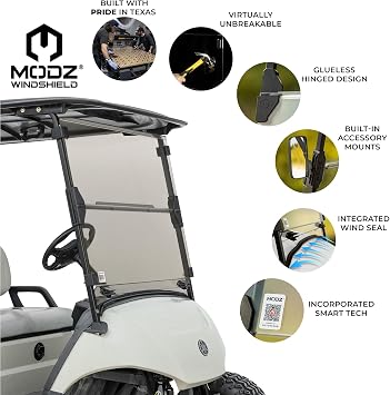 MODZ Golf Cart Windshield for Yamaha Drive 2 Golf Carts - Clear
