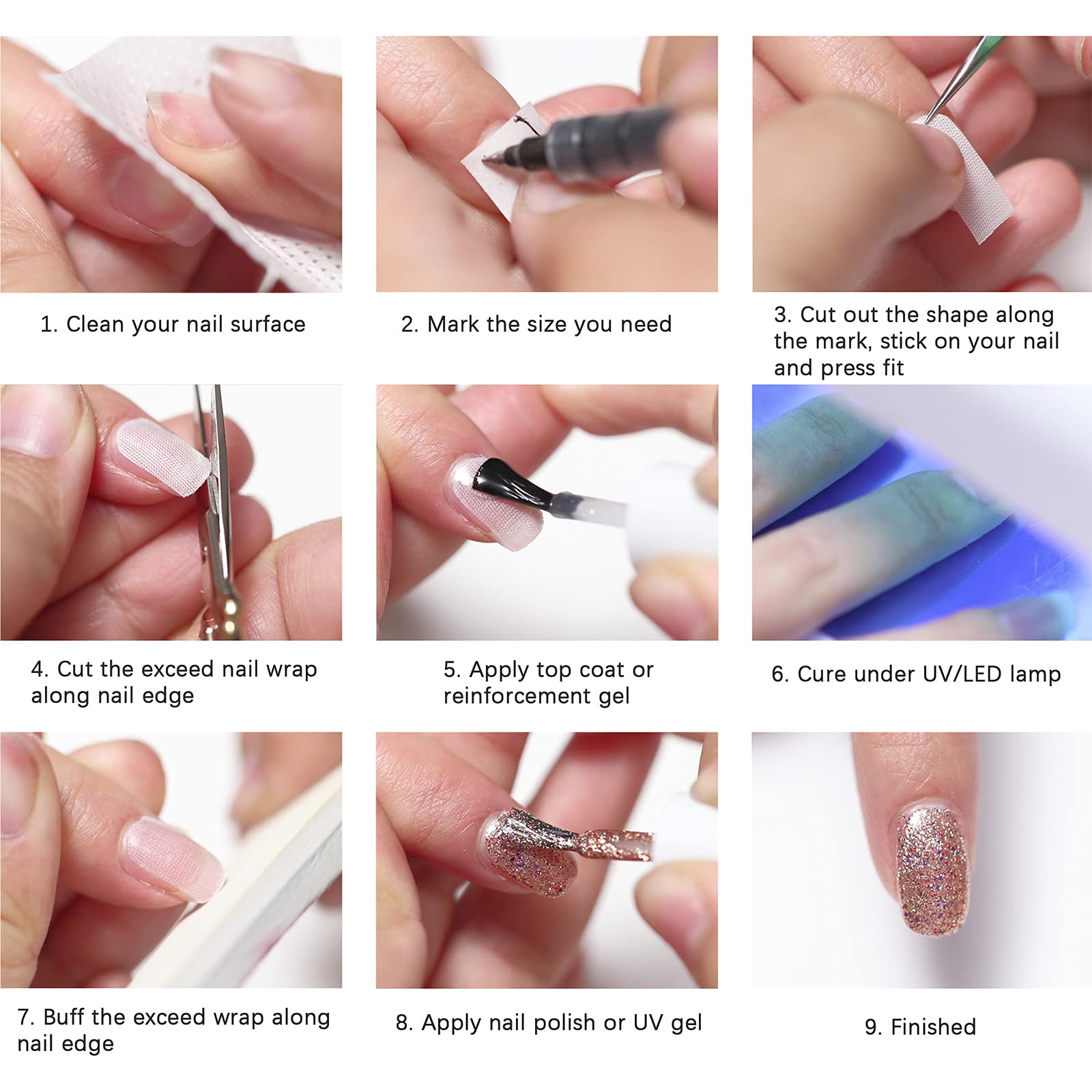 Fibra di Vetro e Seta per Unghie Estensione, Nail Art Attrezzature in Fibra per Riparazioni e Nail Art, per Uso Domestico o Salon (3 Pcs)