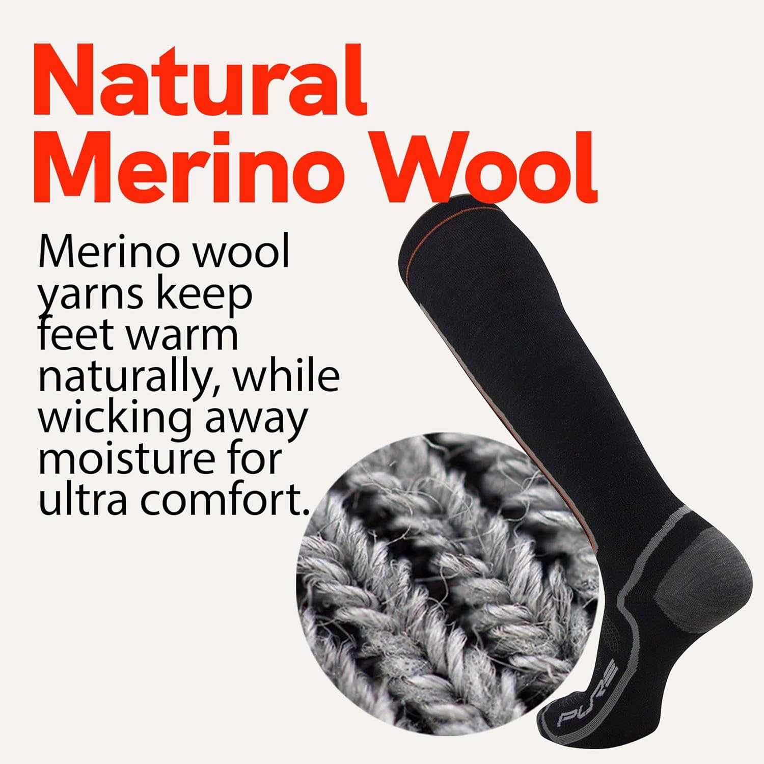 Pure Athlete Ultra Light Ski Socks – Thin Premium Merino Wool Skiing for Men, Women – Snowboard - Image 6