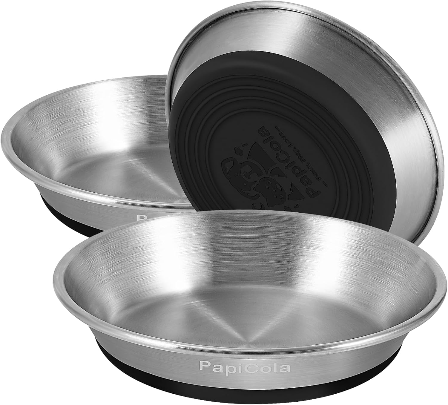 Stainless Steel Cat Bowls Set, 2 Flat Dishes + 2 Elevated Cat Bowls with Stand, Whisker Friendly, Anti-Vomit, Non-Slip, 15oz Each, for Cats & Small Dogs, Dishwasher Safe