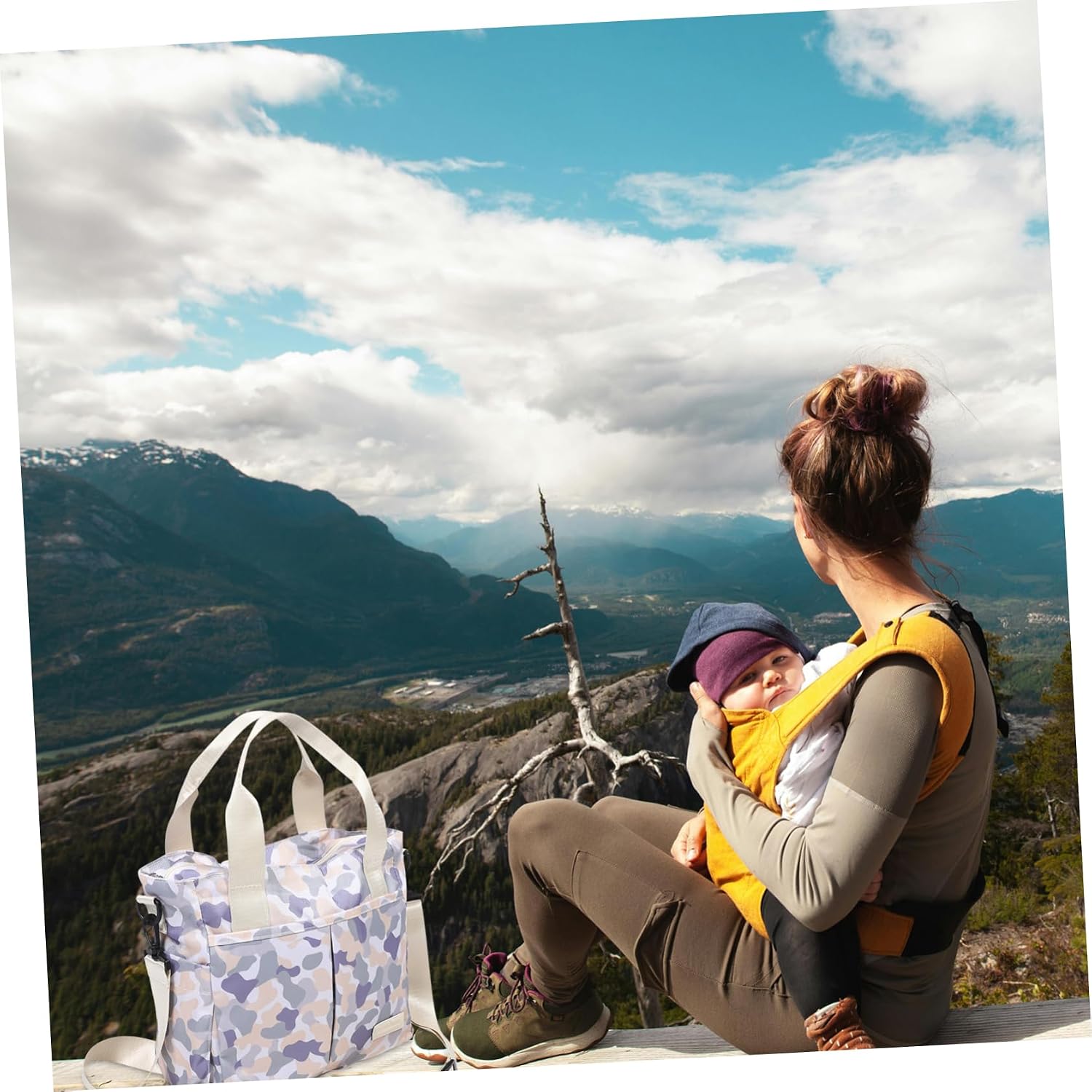 KOMBIUDA Large Waterproof Maternity Tote Bag for Moms Multi-Functional Diaper Bag Adjustable Shoulder Strap for Baby Travel and Hospital Use