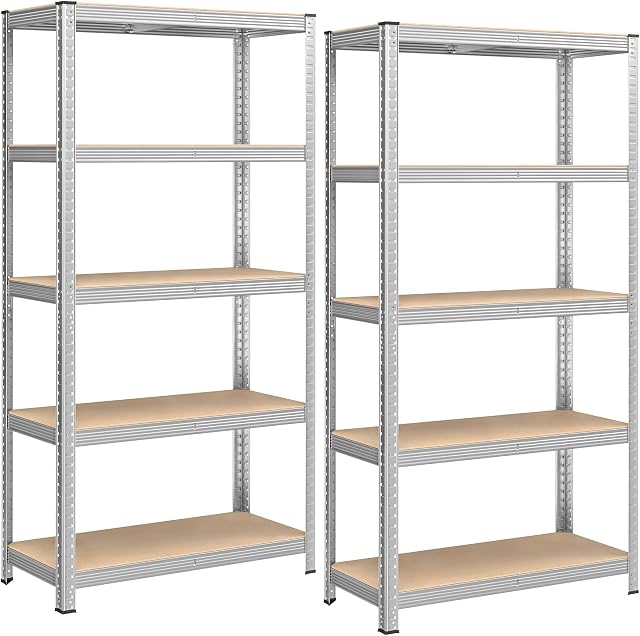 SONGMICS Lot de 2, Étagère de Rangement à 5 Niveaux, Capa…