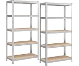 SONGMICS Set of 2, 5 Tier Storage Shelf, 40 x 90 x 180 cm, 875 kg Capacity, Adjustable Boards, Industrial Style, for Kitchen, Living Room, Silver GLR040E02 SONGMICS Set of 2, 5 Tier Storage Shelf, 4…