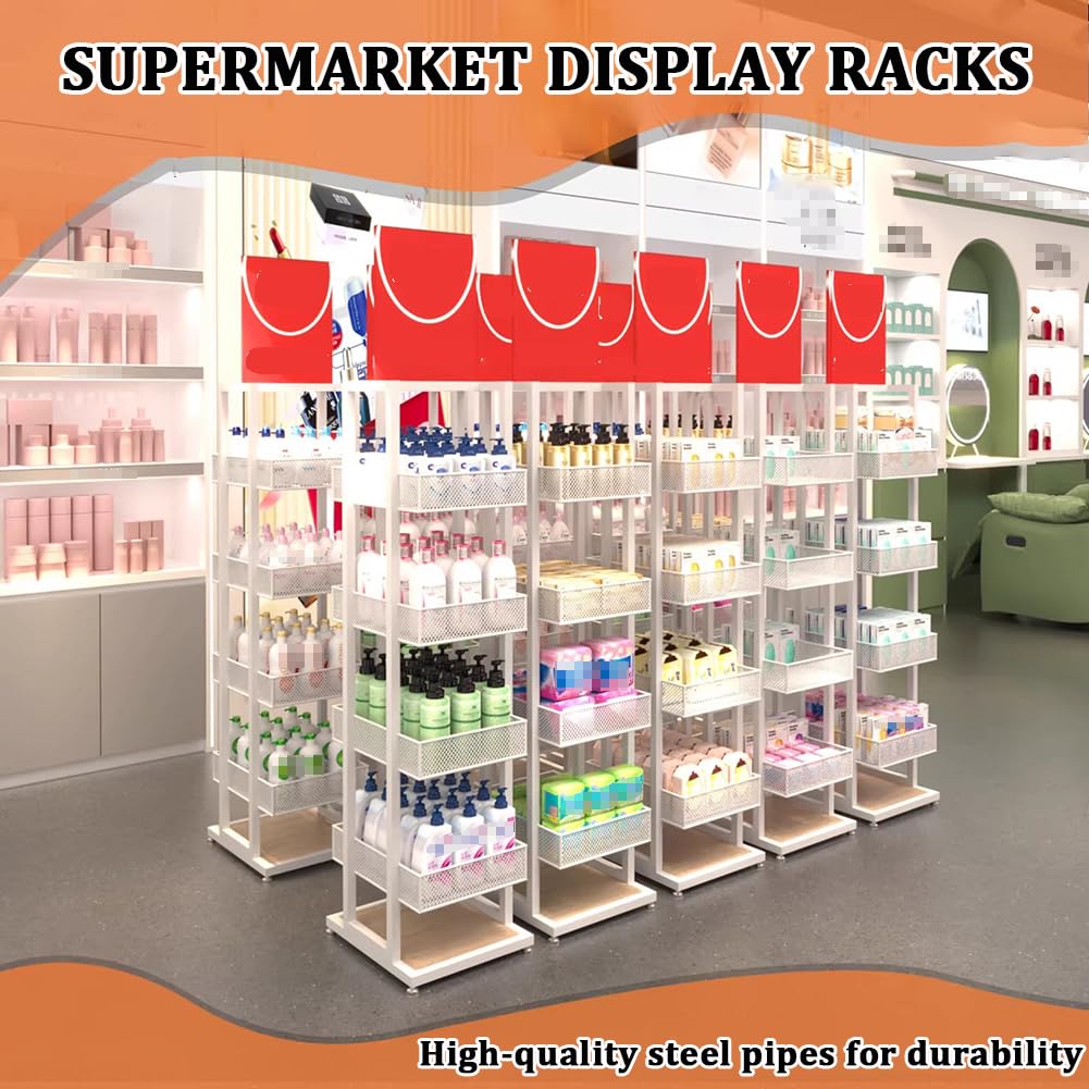 Estante De Exhibición De Dulces con 4 Ruedas, Estante para Bocadillos Y Papas Fritas, Carrito De Metal para Almacenar Alimentos, Carrito De Oficina Y Tienda.,Bl30×w35×h155cm