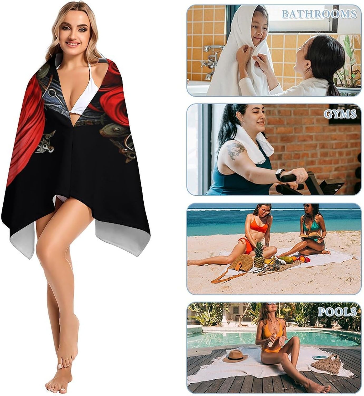 Pirate Skull Oversized Beach Towel Set 31x 61 in image 5