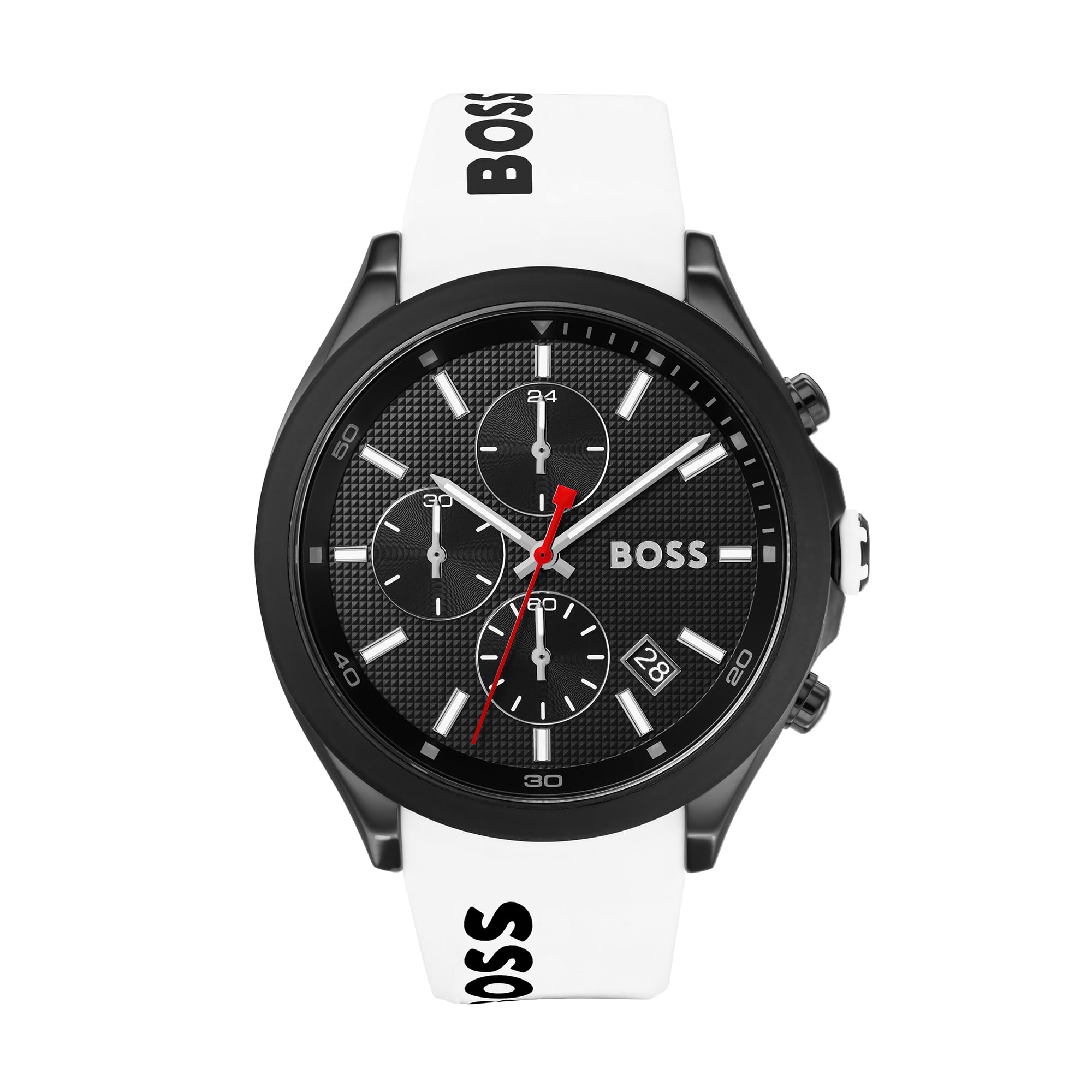 BOSS Men's 44mm Chronograph Quartz Watch Velocity Collection with Silicone Strap, Date Function, 3 Sub-Dials, 5ATM Water Resistant