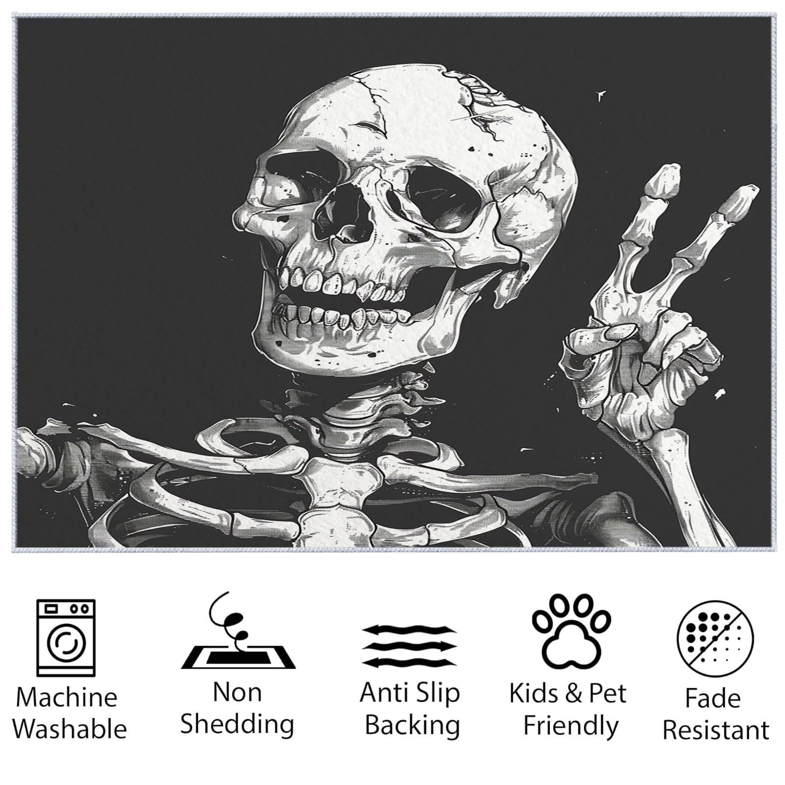 Generico Halloween Resti Di Teschi A Tema Area Tappeti per Soggiorno, Tappeto Morbido Sala da pranzo Camera da letto Home Decor Tappeto Teschio Carino, Tappeto Antiscivolo e Lavabile 80x150cm