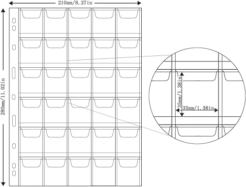 Miniatura 9 de Uncle Paul Páginas de recogida de monedas 5 hojas 9 bolsillos estándar 9 hoyos bolsillo monedas insertos recolectar mangas para monedas CS03509