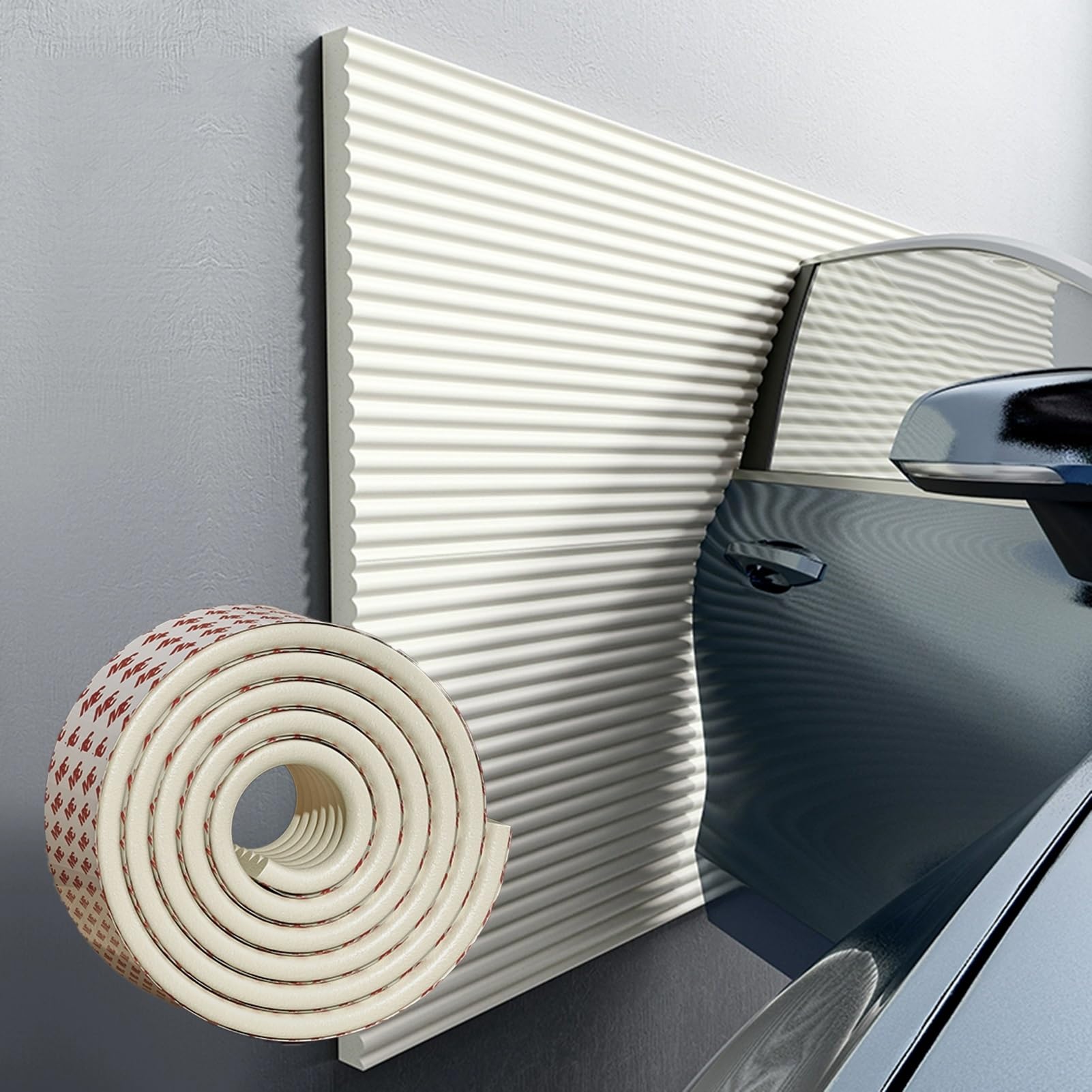20 cm Wide Garage Wall Protector - Wall Corner Edge Bumper Guards, NBR Foam Protector Padding for Car Door, DIY Cutting Wall Column Guard for Parking Garages, Anti-Collision(Beige,200 cm x 20 cm)