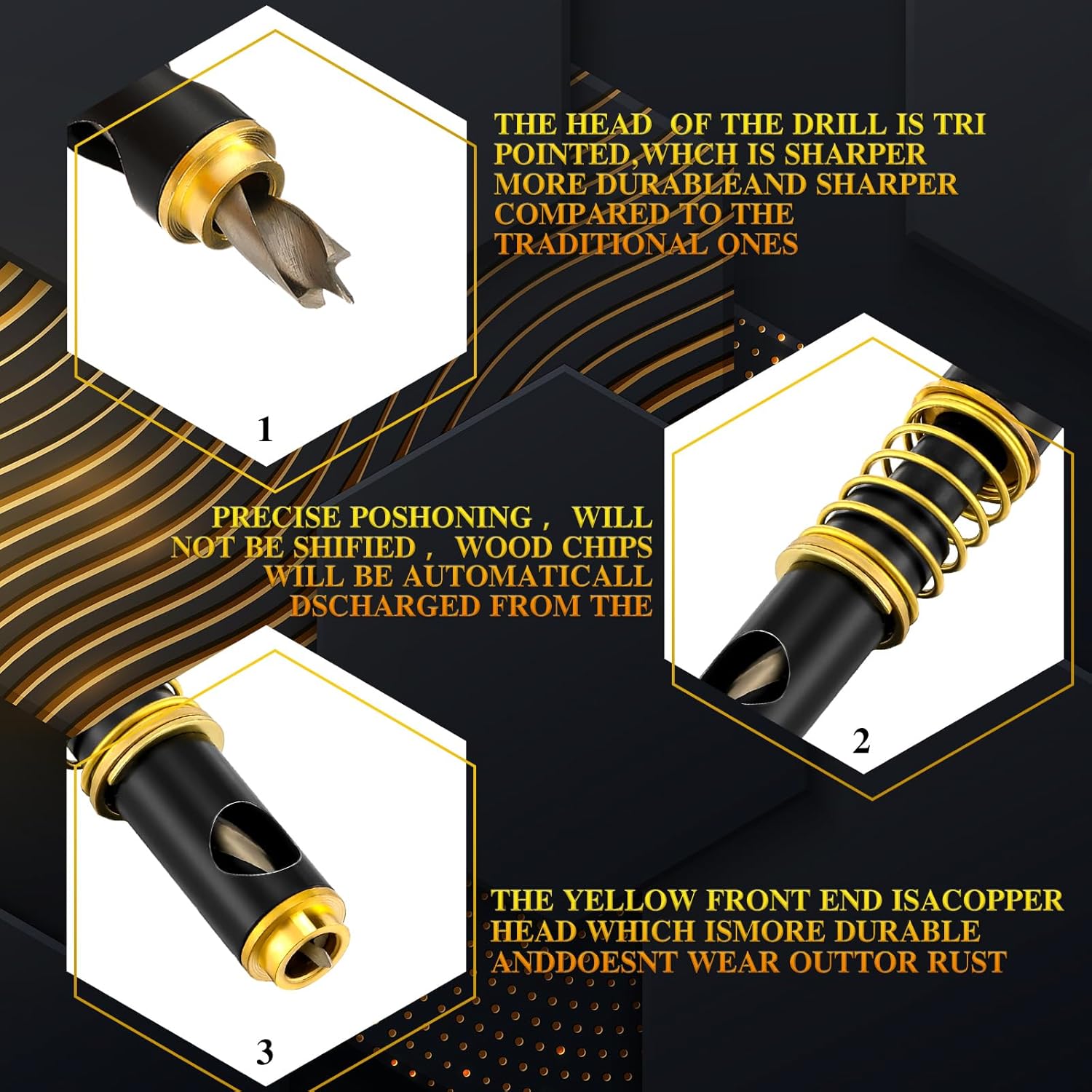 MorningRo 3 Pcs Self Centering Hinge Drill Bit Set 5mm 1/4 Black Reaming Drilling Hinge Drill Bits Wood Plastic 1/4 Inch Hex Shank 5mm Boring Door Window Cabinet Opening Tool DIY