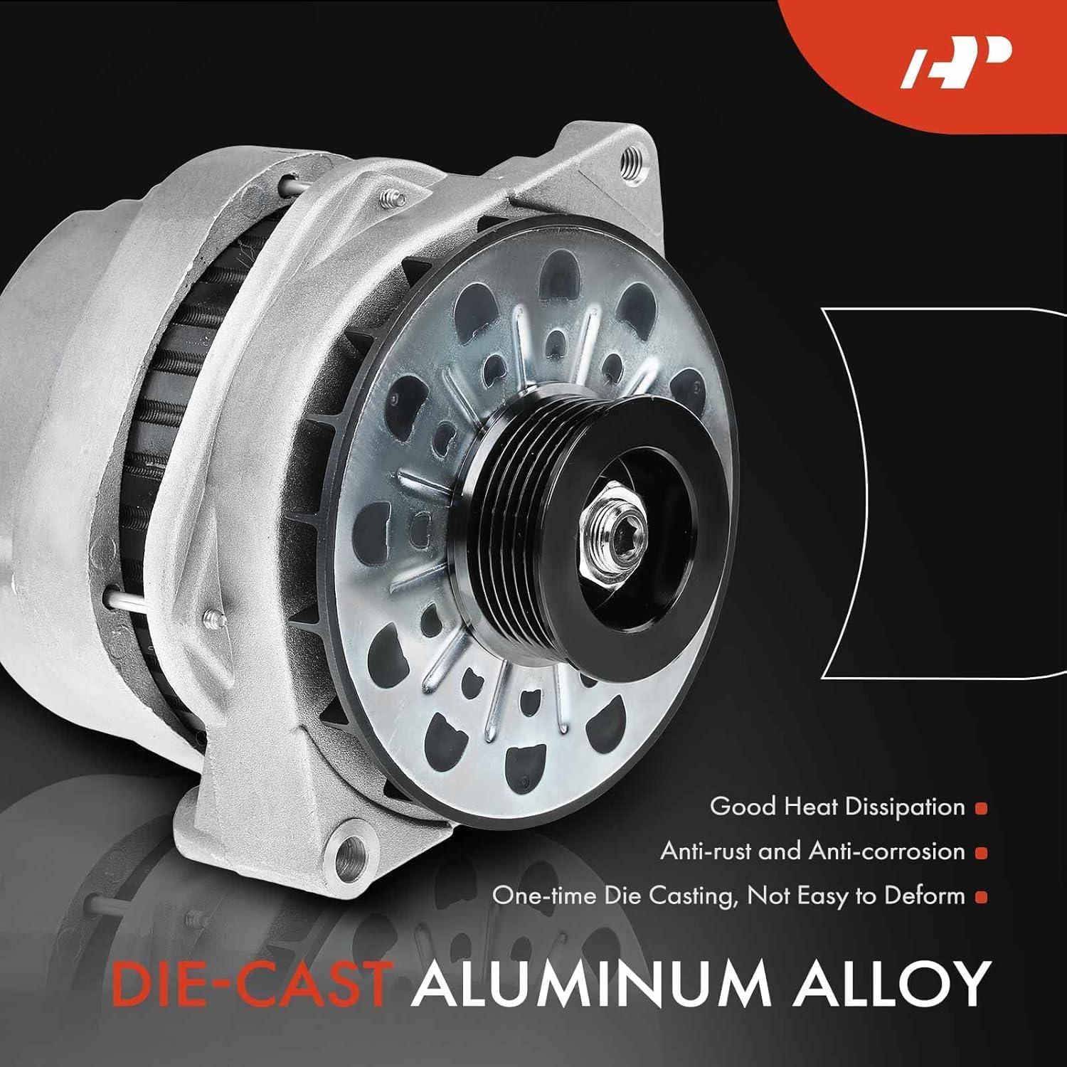 A-Premium Alternator Compatible with Cadillac DeVille 1994-1997, Seville 1993-1997, Eldorado, V8 4.6L, 12Volt 140Amp Clockwise 6-Groove Pulley