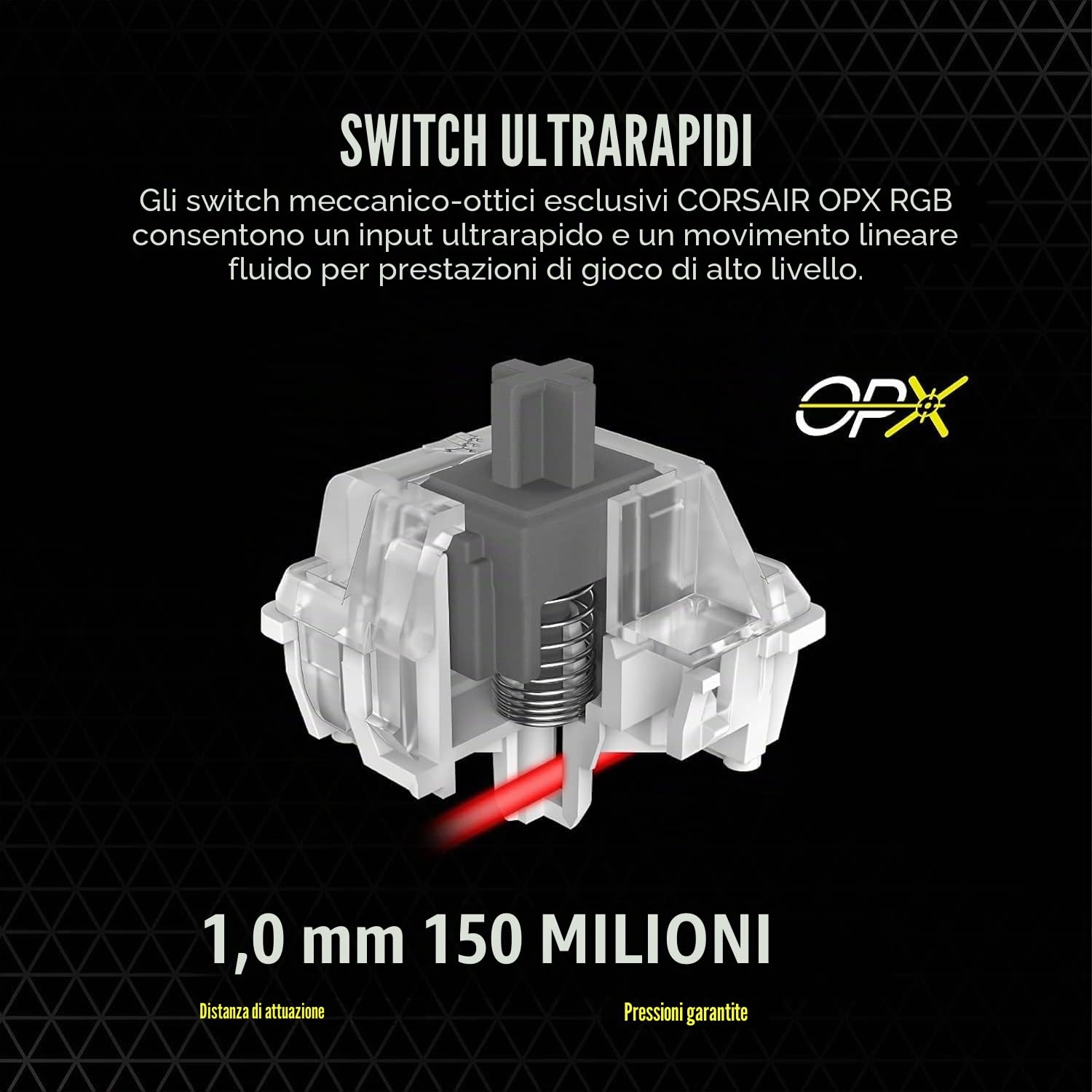 Corsair K100 RGB Tastiera da Gioco Ottico-Meccanica con Cavo - Interruttori OPX - Keycaps PBT - Integrazione Elgato Stream Deck - Compatibile con iCUE - PC, Mac, Xbox - AZERTY FR - Nero