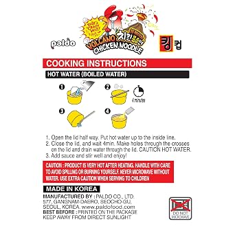 Paldo Fun & Yum Volcano Extremely Hot & Spicy Stir Fried Chicken Instant King Cup Noodles, Soupless Original Korean Ramyun, Spicy Ramen Challenge, Chicken Bokkeummyun, 3.70 oz x 8 PK