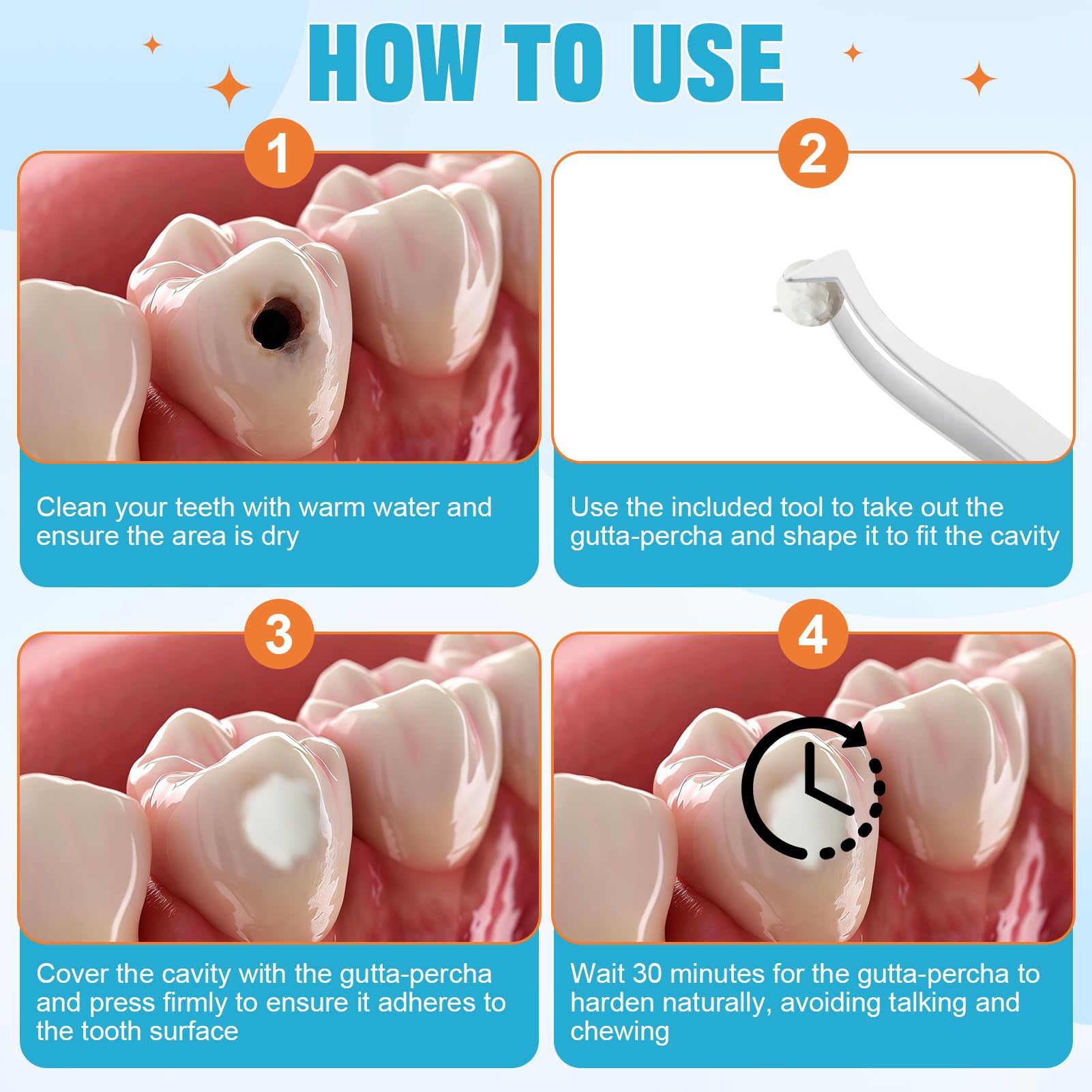 Empaste Dental Profesional, Cemento Dental para Relleno Temporal de Caries y Restauración de Emergencia, 15g