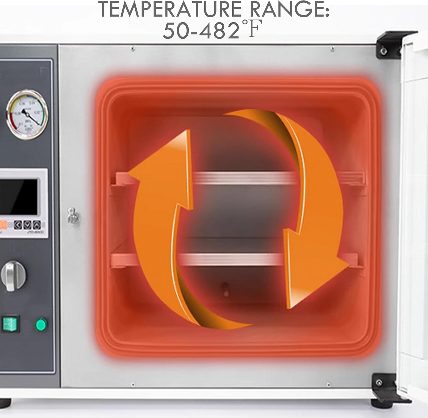 TECHTONGDA Vacuum Drying Oven Heat Treat Dry Cabinet Industrial Lab Temperature Control 5 Layers Stainless Steel Chamber 50-482℉ 1.9Cu ft