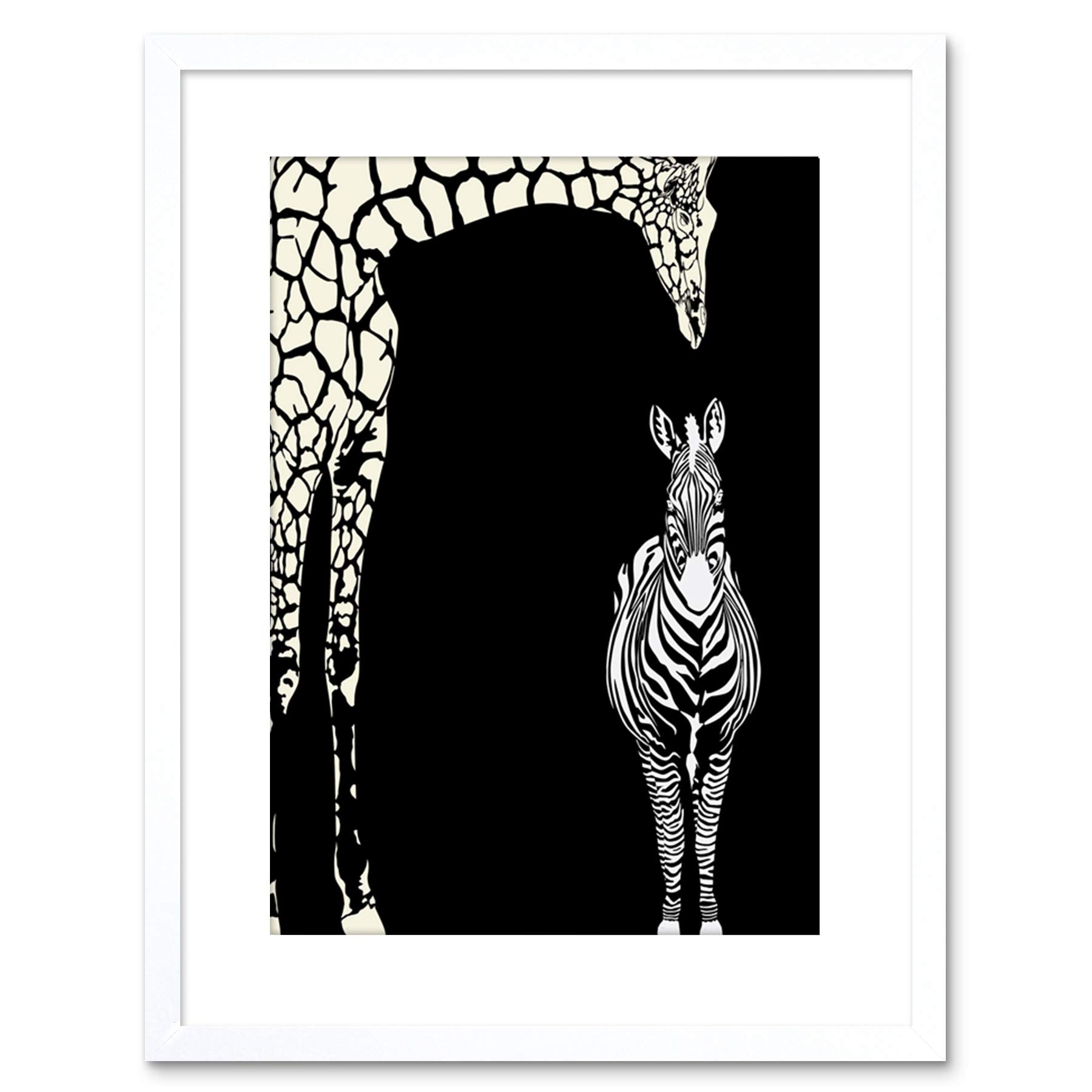 Wee Blue Coo 9x7 '' PAINTING ILLUSTRATION ABSTRACT ZEBRA GIRAFFE ZOO FRAMED ART PRINT F97X675