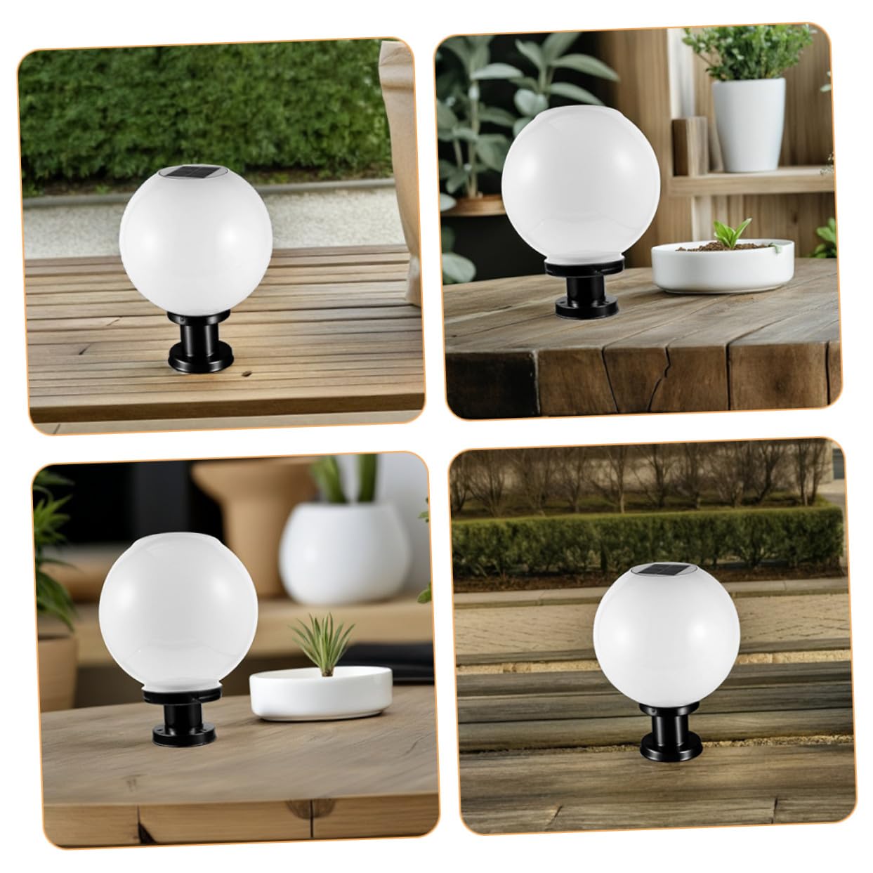 Lampada Solare a Globo per Colonna Esterna 20cm Bianco