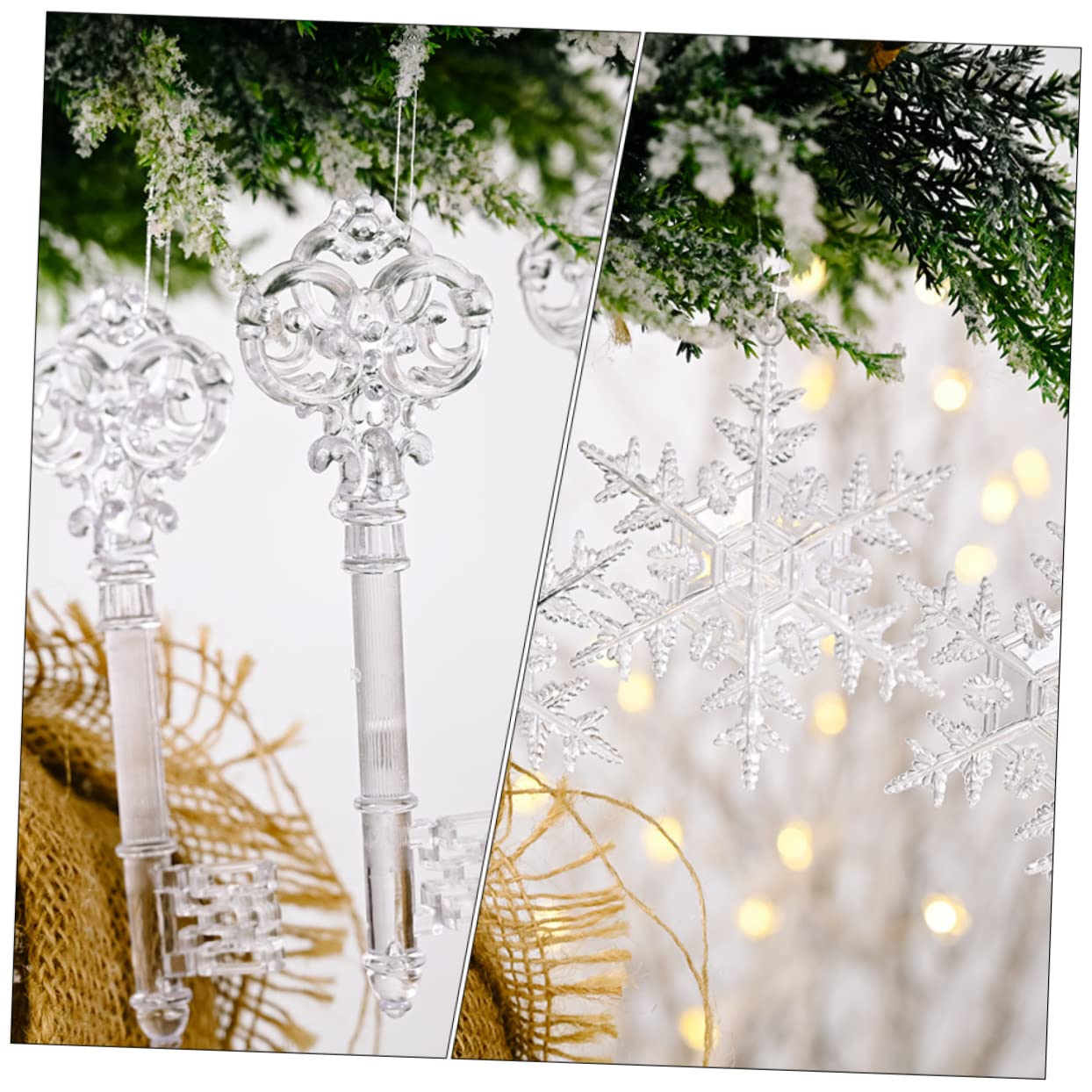 Zerodeko 6 Juegos Colgante De De Nieve Transparente Colgantes Navideños Christmas Tree Decoración Navideña Árbol De Navidad Decoración De Navidad Adorno Exquisito Acrílico 13 Uds * 6