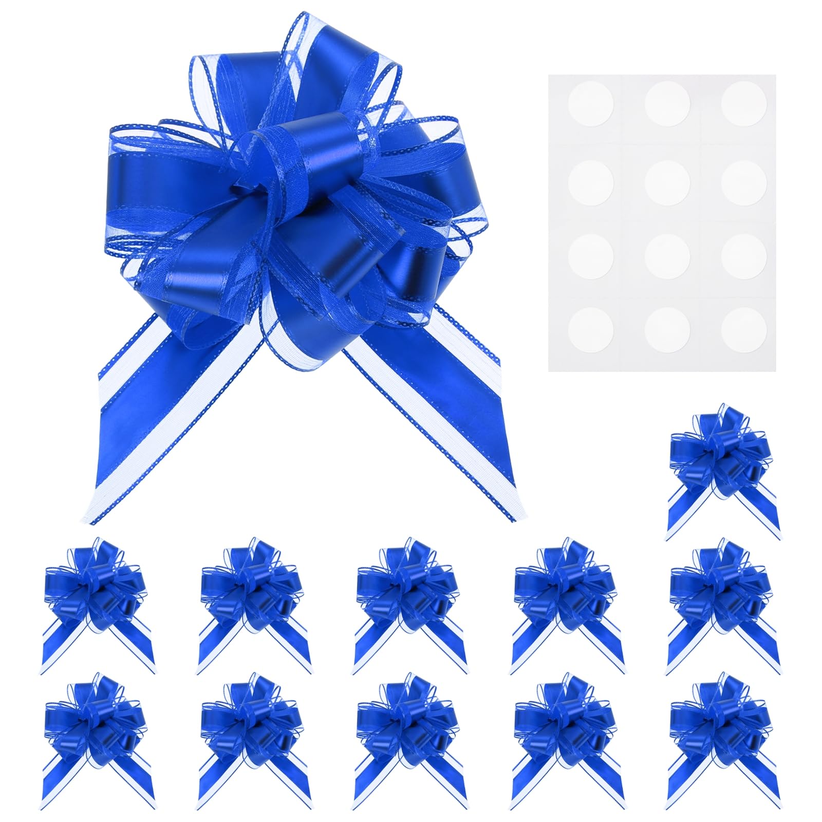 M METERXITY 12-Pack Large Pull Bows for Gift Wrapping, 8 x 6 Inches Big Bow for Present, Reusable Ribbon Bow for Wrapping Boxes/Decorative Accents/Birthday/Christmas[Dark Blue]