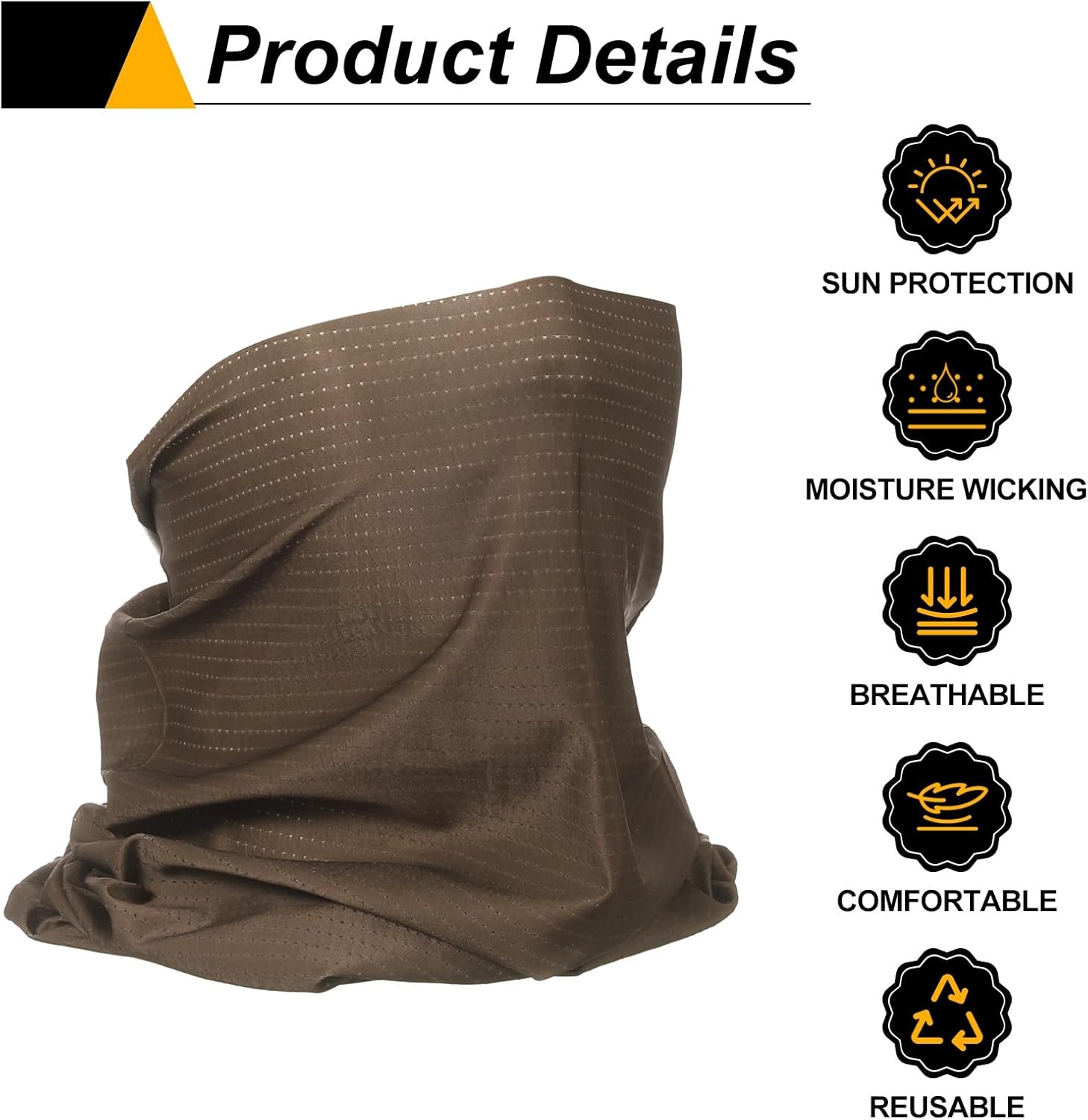 HARFINGTON Summer Cooling Neck Gaiter Sun Protection Face Mask Fishing Neck Gaiter Unisex Sunscreen Breathable Bandana for Hiking Outdoor Sports, Brown - Image 4
