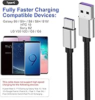 Vista 6 de CyvenSmart - Cargador compatible con Samsung Galaxy S10, S9, S8 Plus (3 A, carga rápida), 3 unidades de cable TPE USB C de 6 pies / 1.82 m., USB A