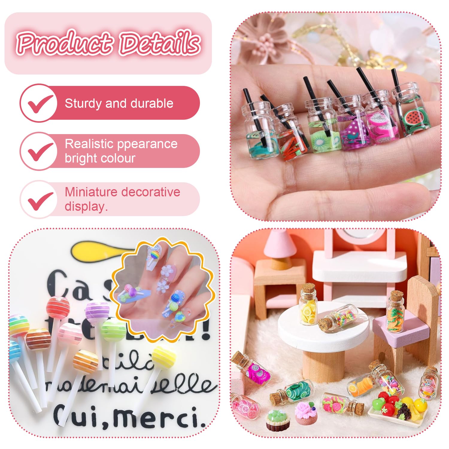 1/12 Pot de Bonbons Sucré Miniature de Maison de Poupée avec de Faux Bonbons Ornements pour La