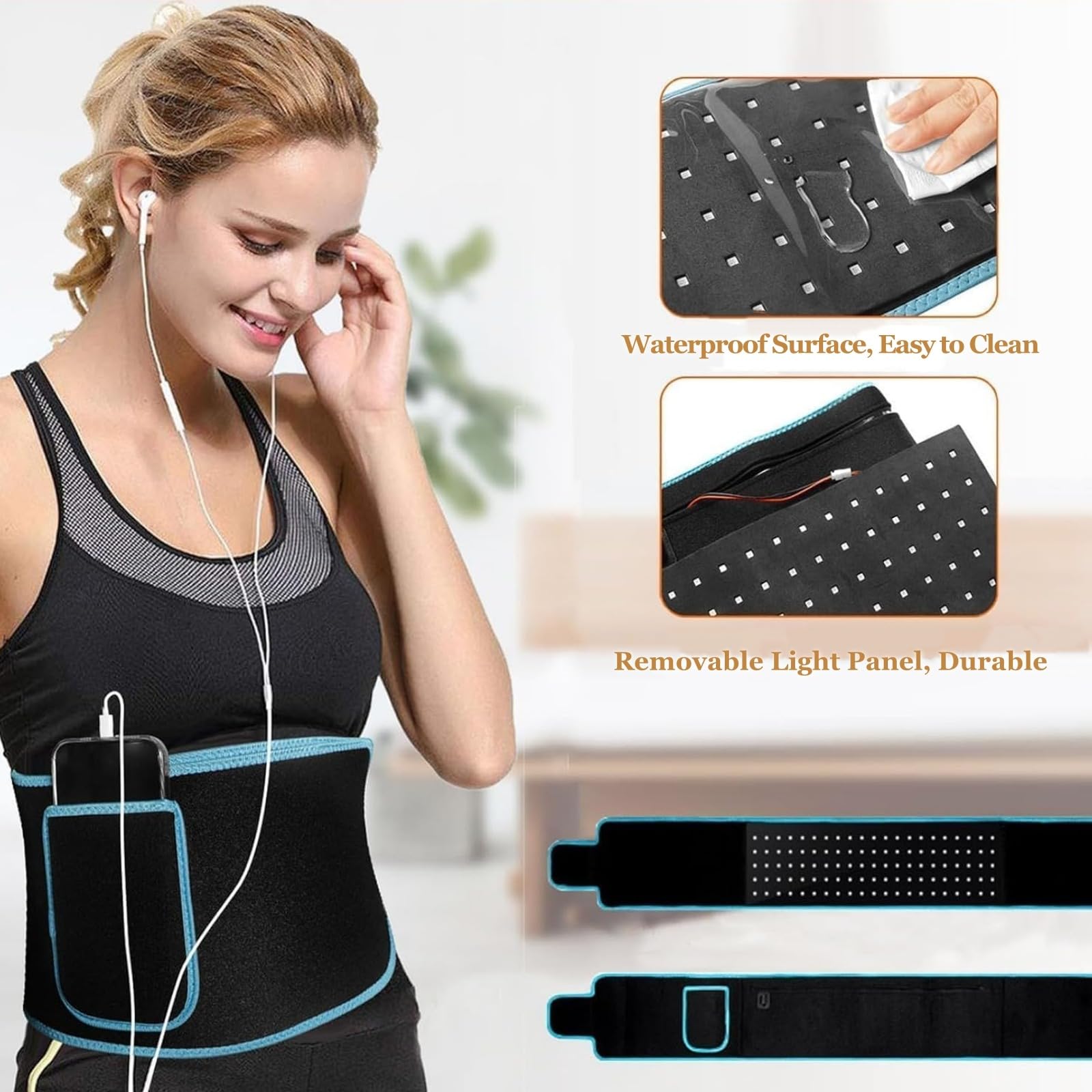 Ceinture Amincissante RéGlable Sans Fil Pour Perte De Poids, ThéRapie à La LumièRe Rouge Pour Homme Et Femme, Pour Le Ventre, Le Dos Et Les éPaules, Pour Vous Sentir Confiant