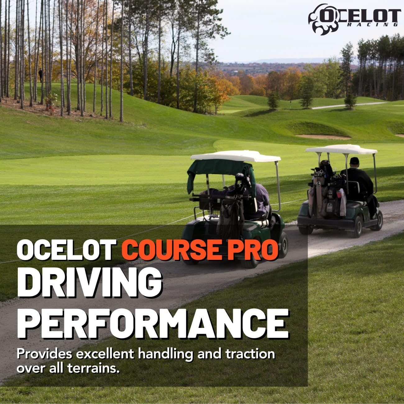 Ocelot Course Pro Golf Cart Tire 205/30-12 Low Profile Sidewall | Street & Golf Course Use | 4-Ply Construction | Smooth, Quiet Ride | Low Profile Performance Design
